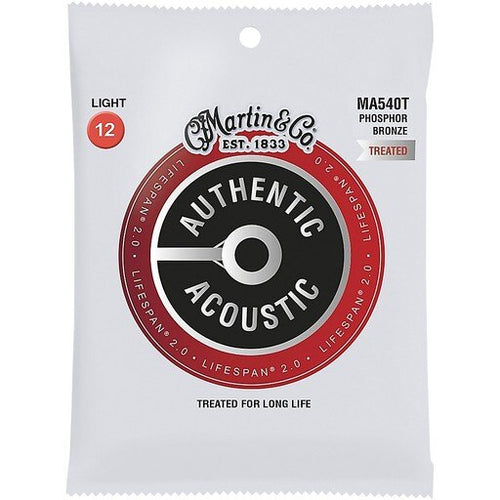 Cordes traitées Martin Guitar Authentic 92/8 Bronze phosphore MA540T légères