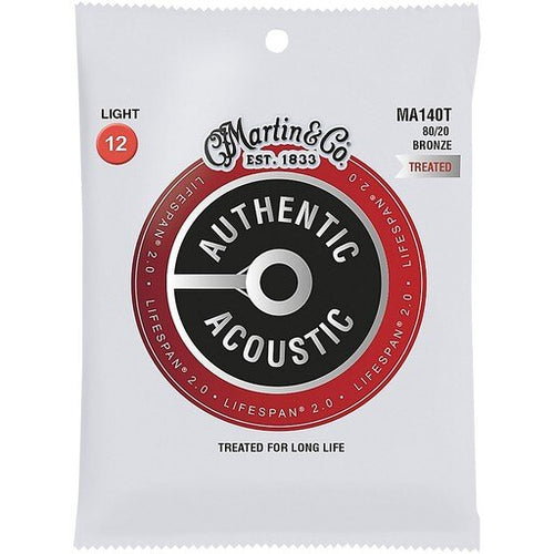 Cordes Acoustiques Authentiques Martin Traitées 80/20 Bronze MA140T Light