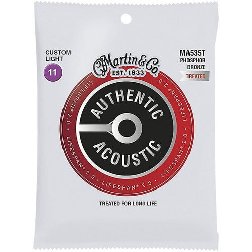 Martin Guitar Authentic Treated Strings 92/8 Phosphor MA535T Custom Light