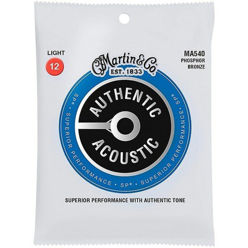 Martin Guitar Authentic Instrument String 92/8 Phosphor Bronze MA540 Light Gauge