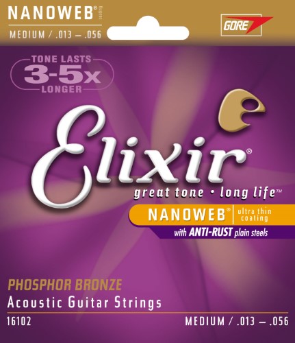 Elixer 16102 Acoustic Nano Phospher Bronze Medium 13-56