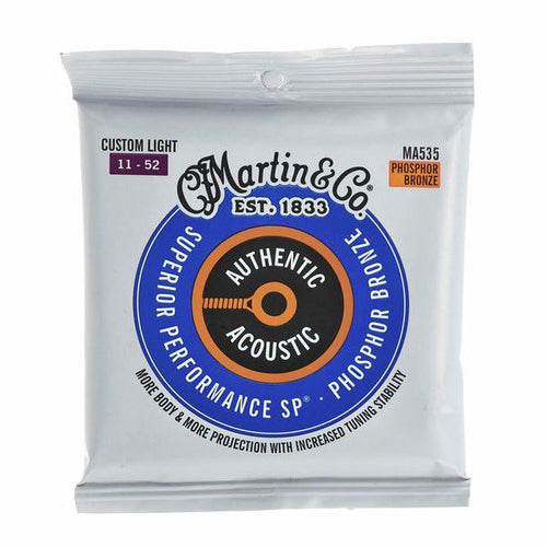 Martin Guitar Authentic Strings 92/8 Phosphor Bronze MA535 Custom Light Gauge