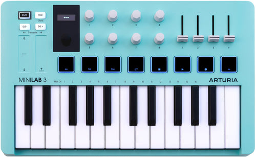 Arturia MiniLab 3 Compact MIDI Keyboard Controller (Special Edition. Aquamarine)