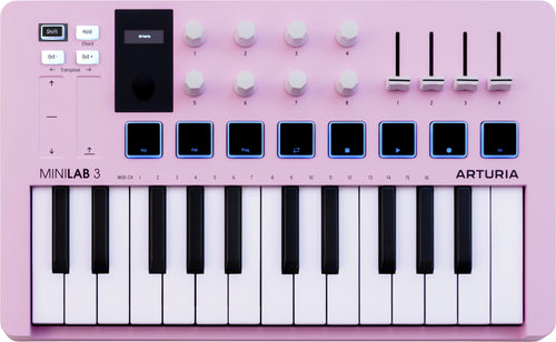 Arturia MiniLab 3 Compact MIDI Keyboard and Pad Controller (Rose Quartz)