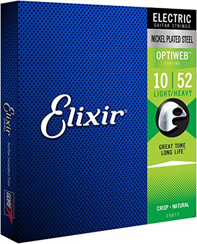 Elixir #19077 Electric Guitar Strings Optiweb Nickel Steel 10-52 Light Heavy