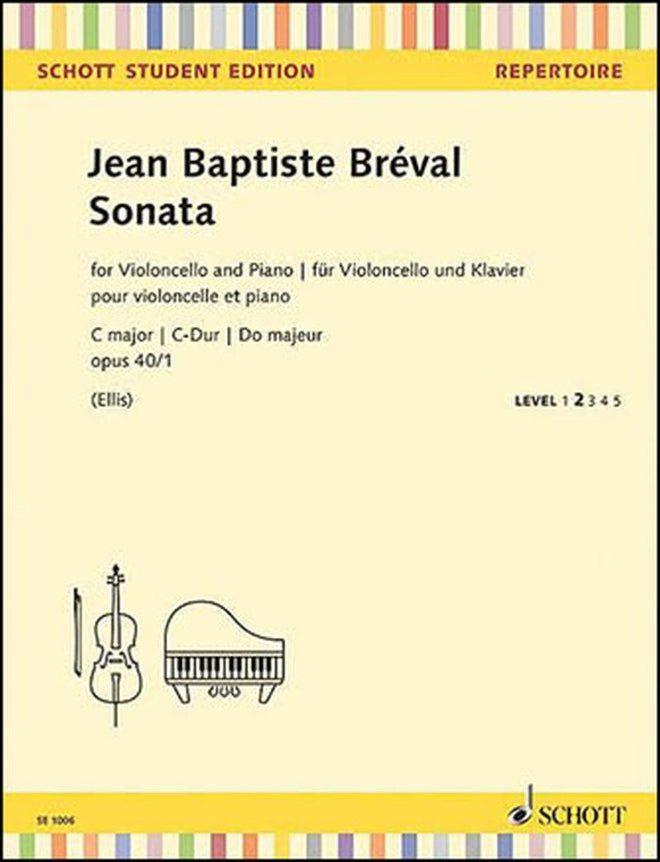 Breval Jean-Baptiste - Sonate Opus 40/1 en Do Majeur - Violoncelles (1 ou 2) et Piano