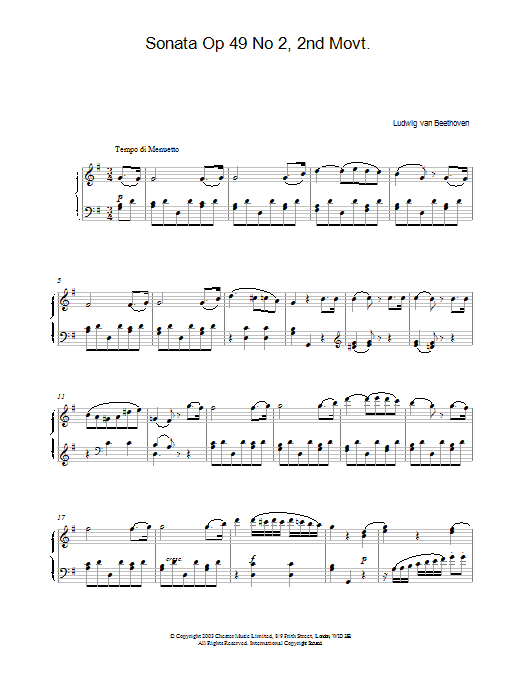 Sonata Op 49 No 2, 2nd Movt.