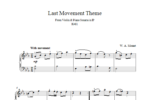 Last Movement Theme from Violin & Piano Sonata in Eb K481