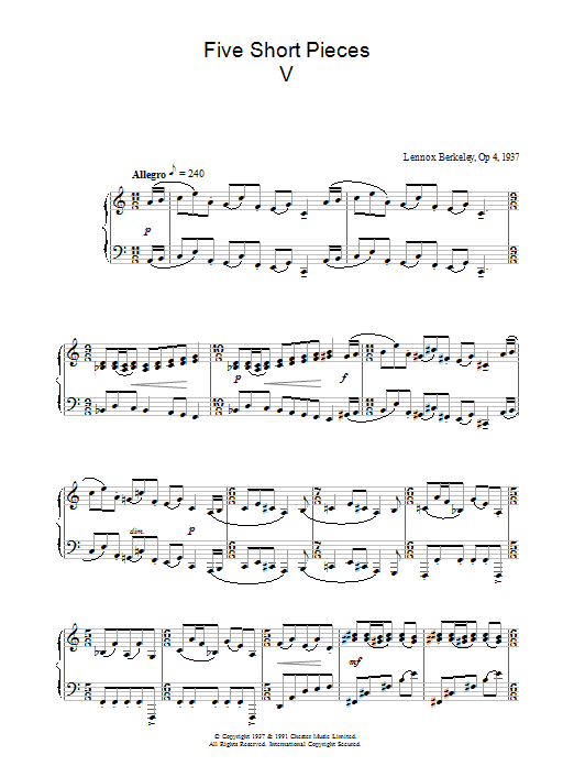 Five Short Pieces, No. 5, Op. 4
