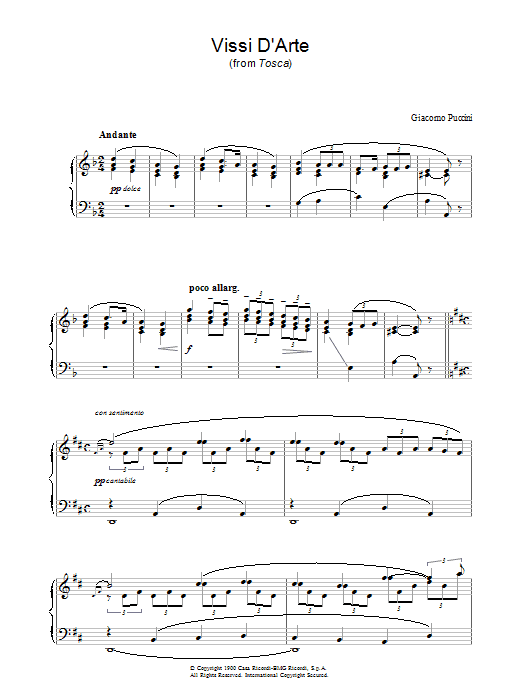 Vissi D'Arte (from Tosca)