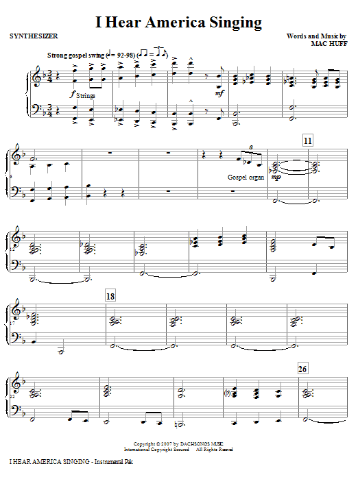 I Hear America Singing - Synthesizer
