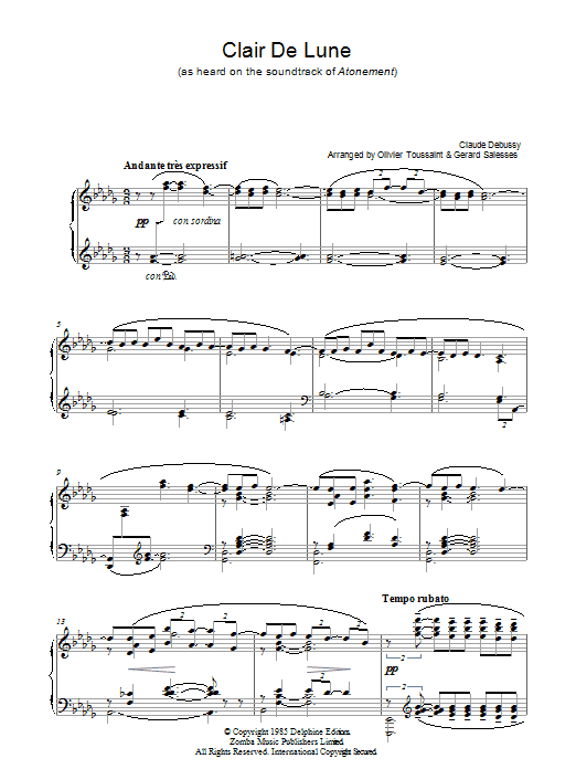 Clair de Lune (arr. Olivier Toussaint & Gerard Salesses)