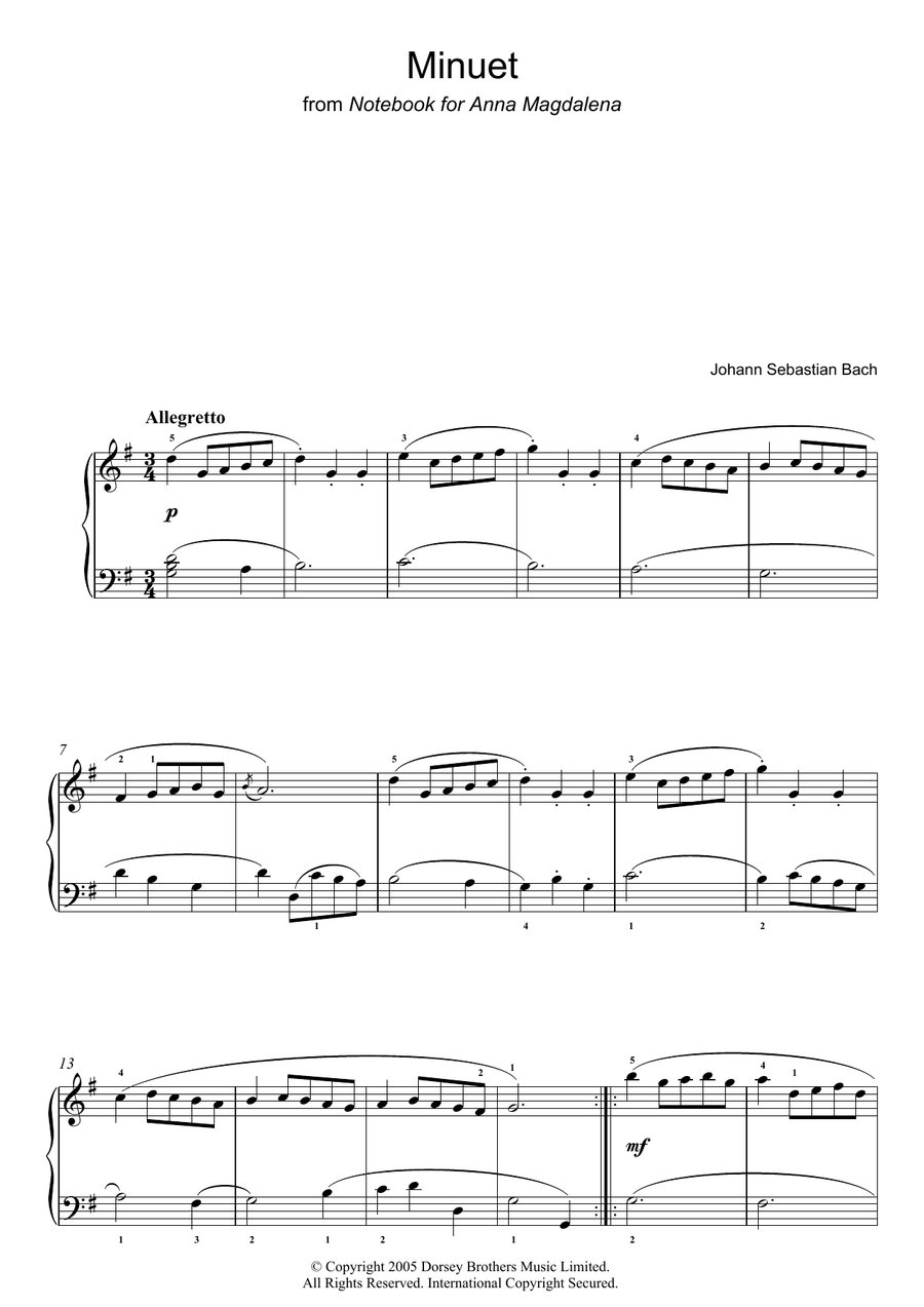 Minuet in G Major (from The Anna Magdalena Notebook)