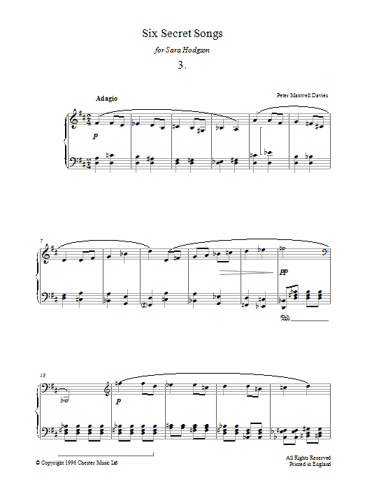 Six Secret Songs, No.3, Adagio