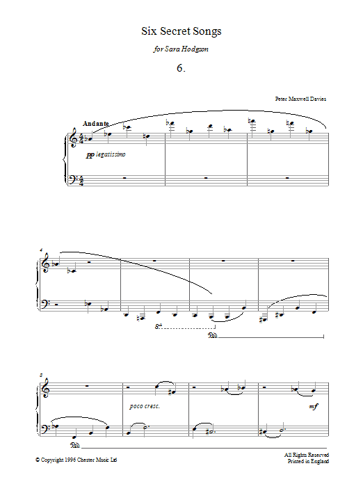 Six Secret Songs, No.6, Andante