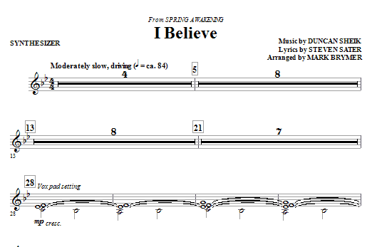 I Believe - Synthesizer