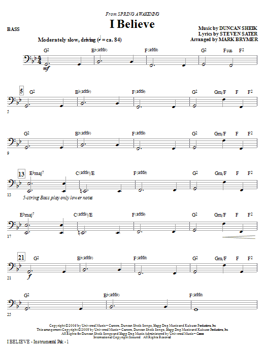 I Believe - Bass