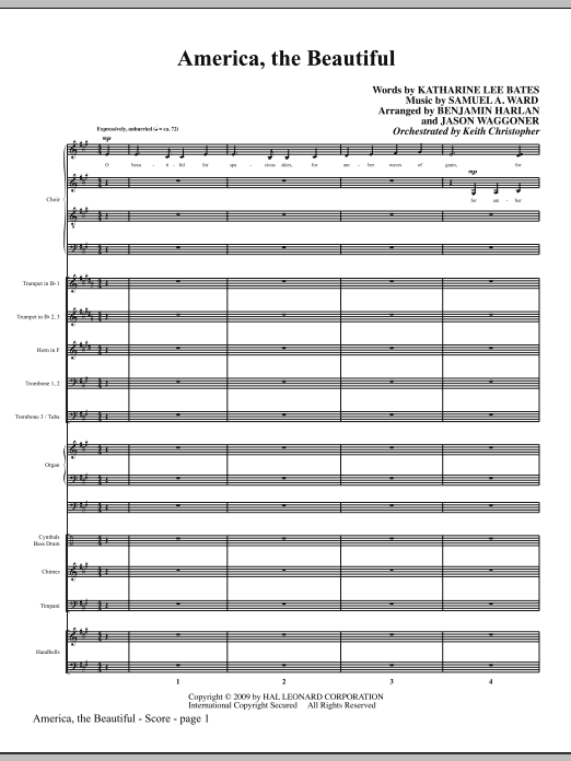 America, The Beautiful - Full Score