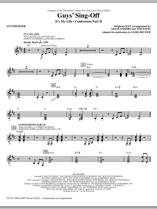 Guys' Sing-Off (from Glee) - Synthesizer