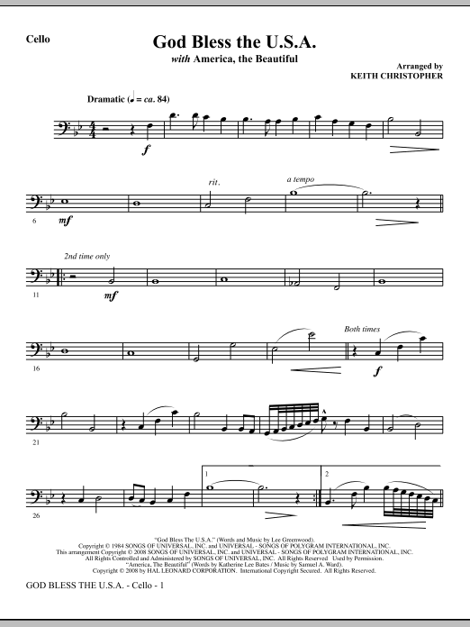 God Bless The U.S.A (with America, The Beautiful) - Double Bass