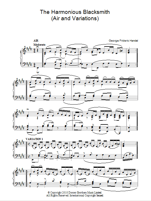 The Harmonious Blacksmith (Air And Variations)