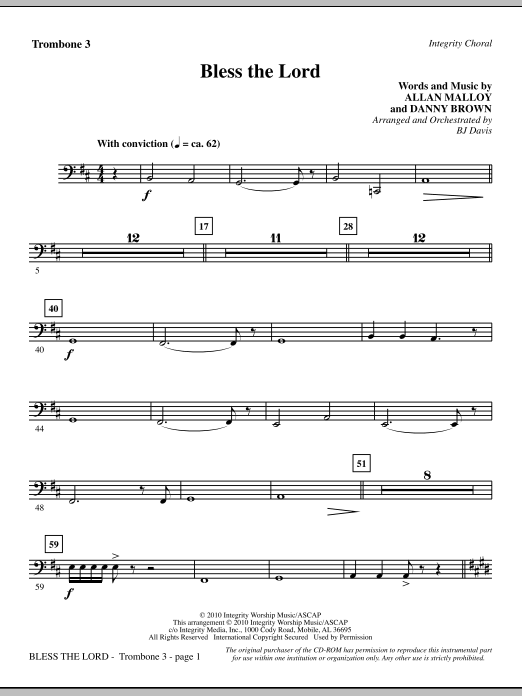 Bless The Lord - Trombone 3