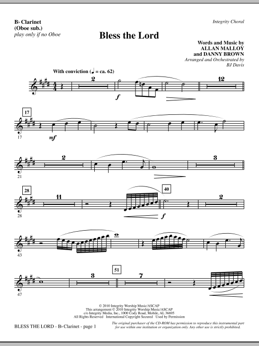 Bless The Lord - Bb Clarinet (sub. Oboe)