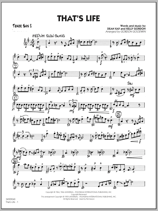 That's Life - Tenor Sax 2