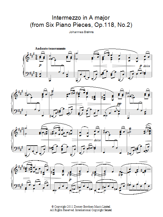Intermezzo In A Major Op. 118 No. 2