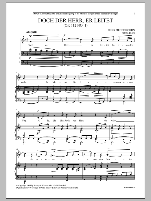 Doch Der Herr, Er Leitet, Op. 112, No. 1