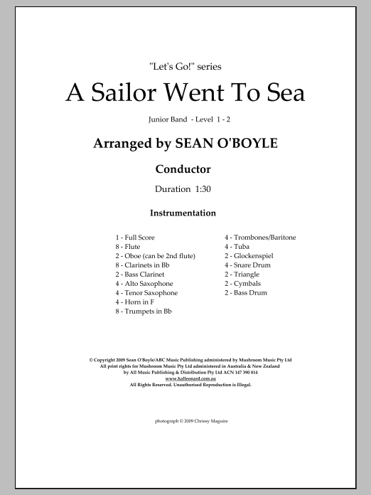 A Sailor Went To Sea - Score