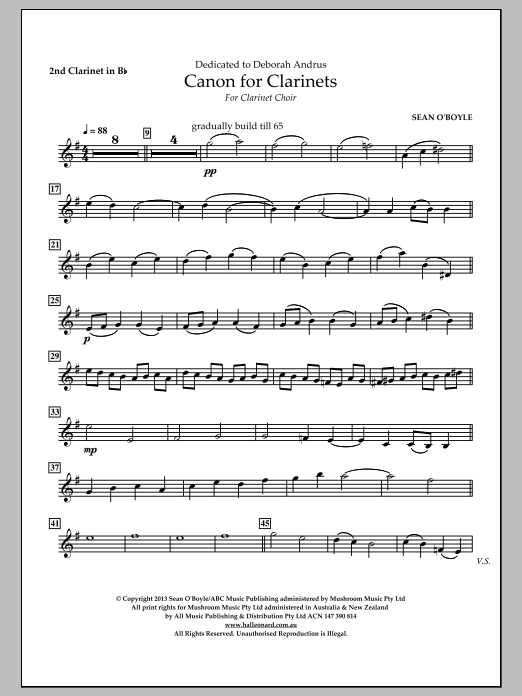 Canon For Clarinets - Bb Clarinet 2