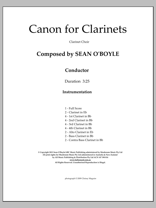 Canon For Clarinets - Score