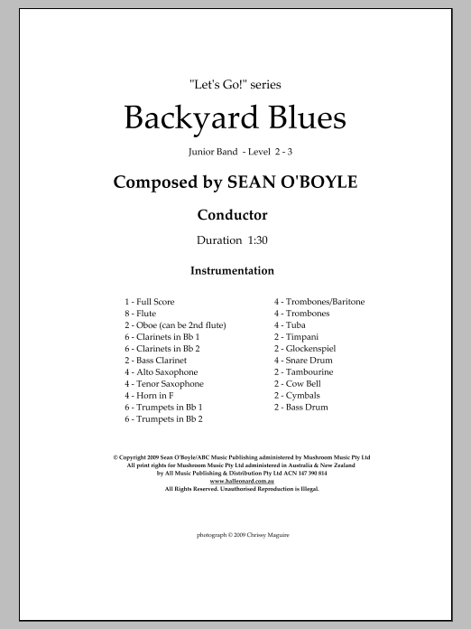 Backyard Blues - Score
