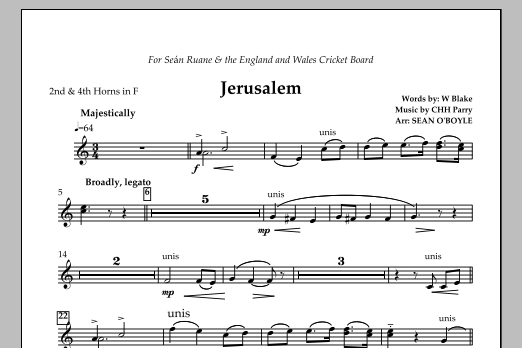 Jerusalem (in key of F) - F Horn 2,4