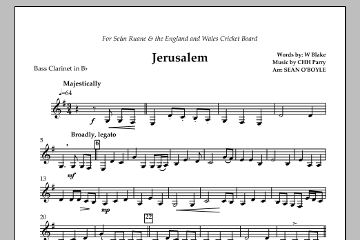 Jerusalem (in key of F) - Bb Bass Clarinet