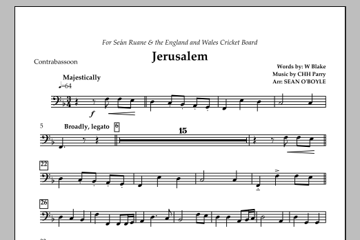 Jerusalem (in key of F) - Contra Bassoon