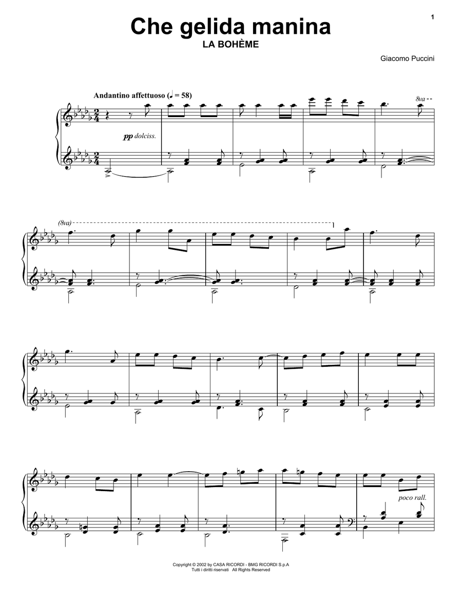 Che gelida manina from La Bohème