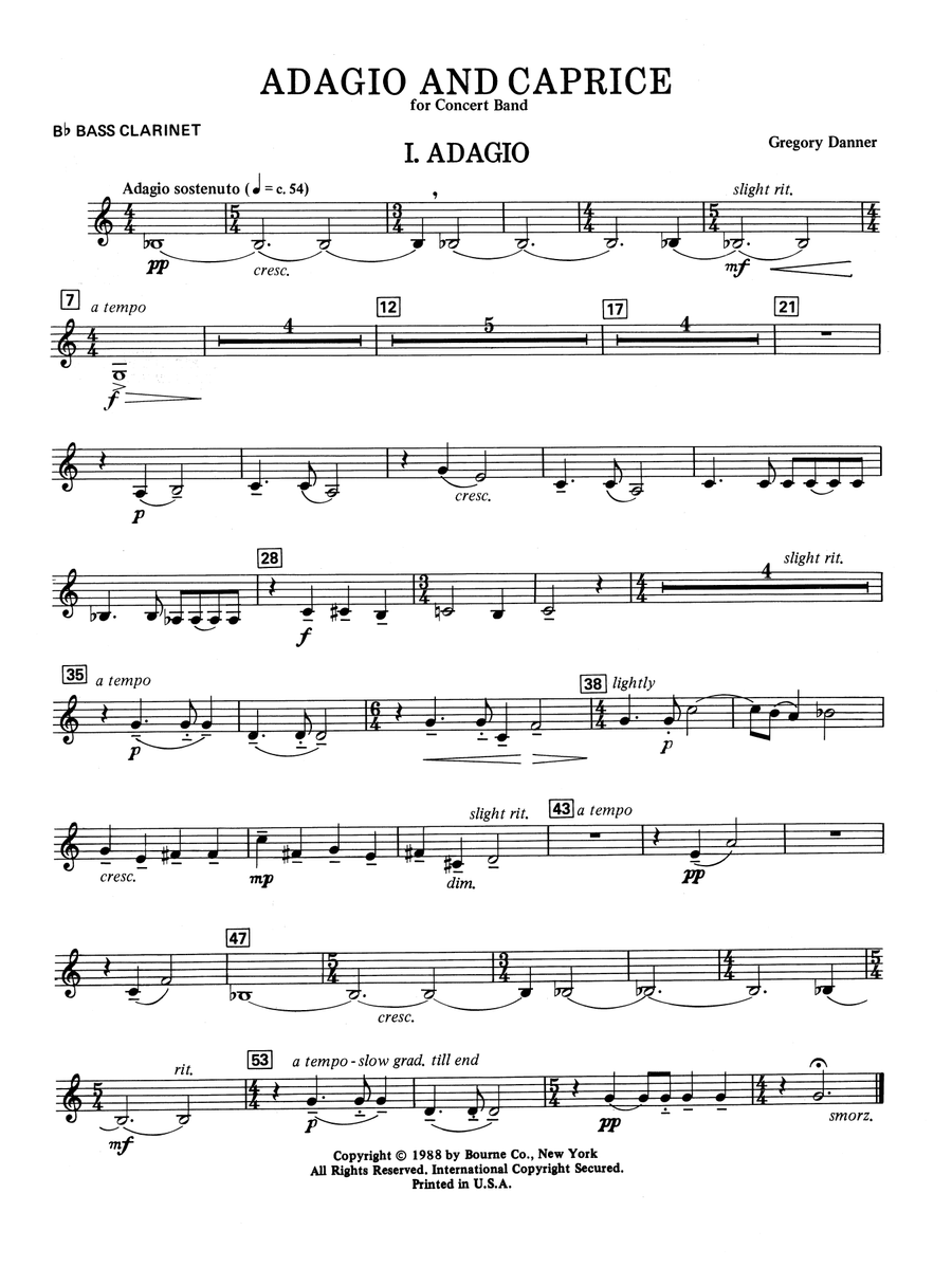 Adagio and Caprice - Bb Bass Clarinet