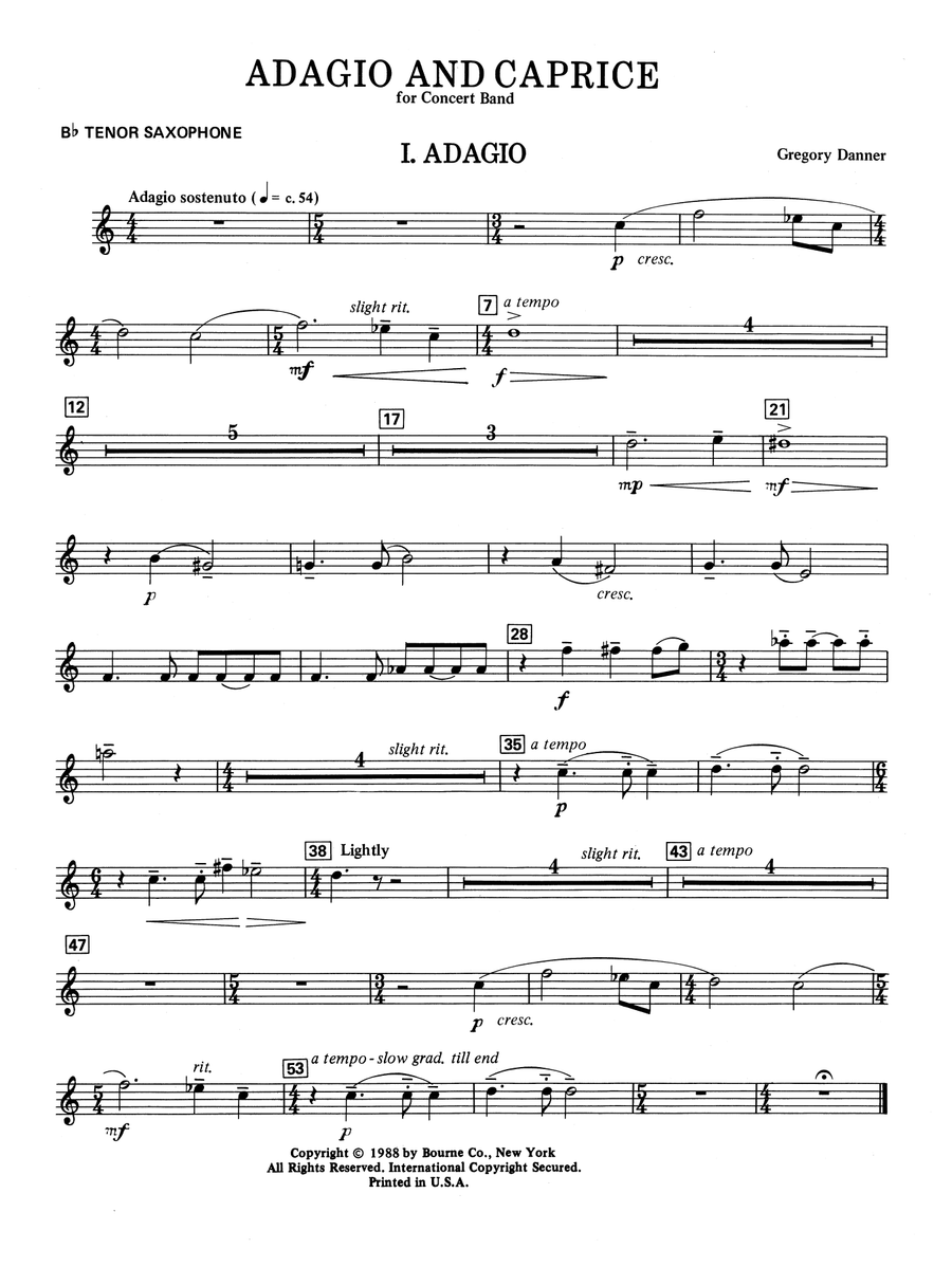 Adagio and Caprice - Bb Tenor Sax