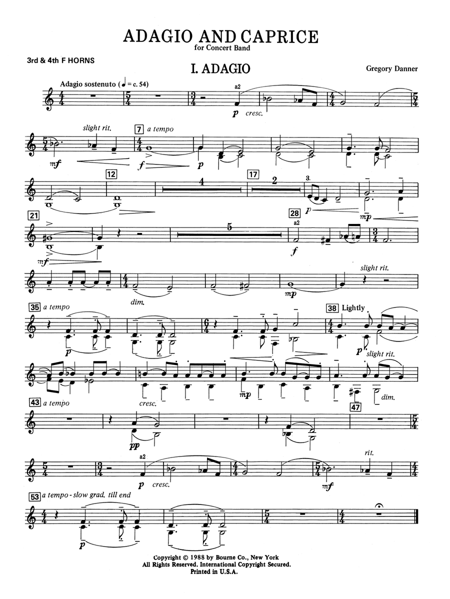 Adagio and Caprice - F Horn 3 & 4