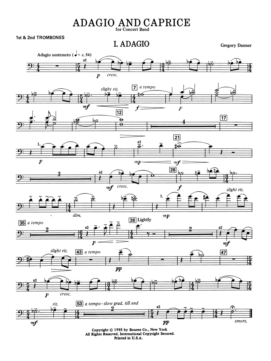 Adagio and Caprice - Trombone 1 & 2