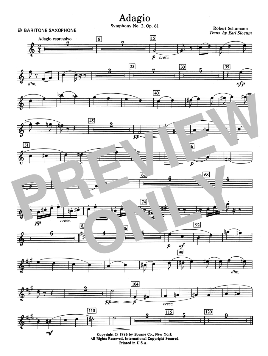 Adagio Symphony No. 2, Op. 61 - Eb Baritone Sax