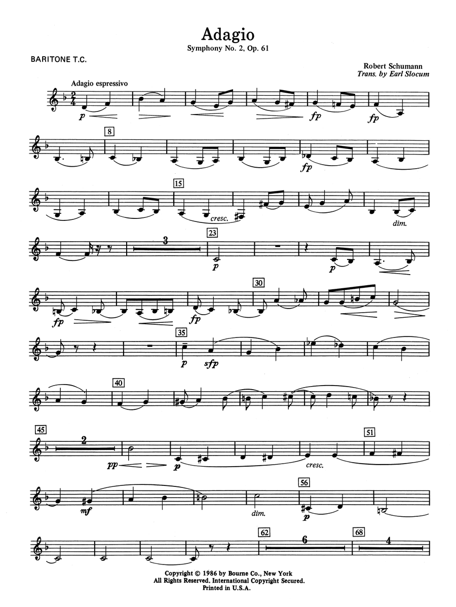 Adagio Symphony No. 2, Op. 61 - Baritone T.C.