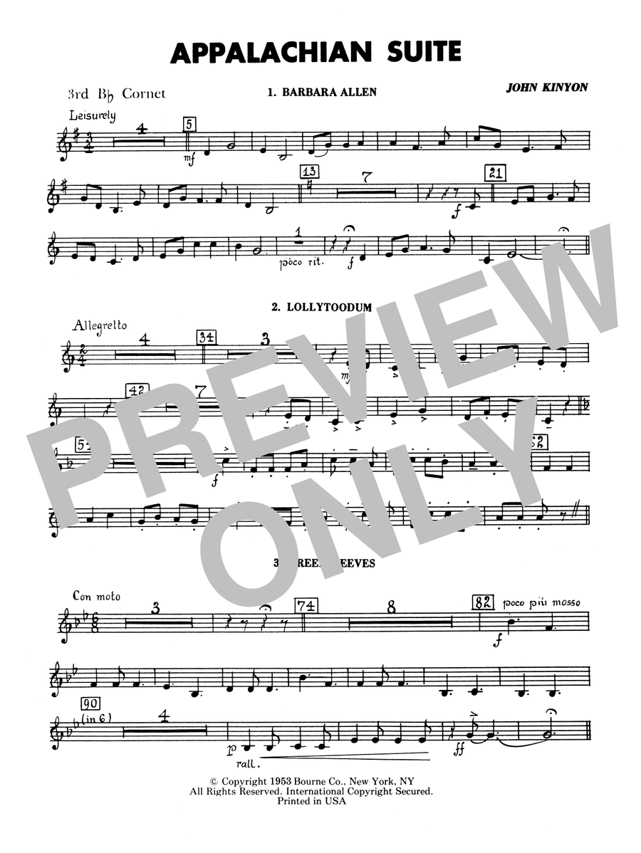 Appalachian Suite - 3rd Bb Cornet