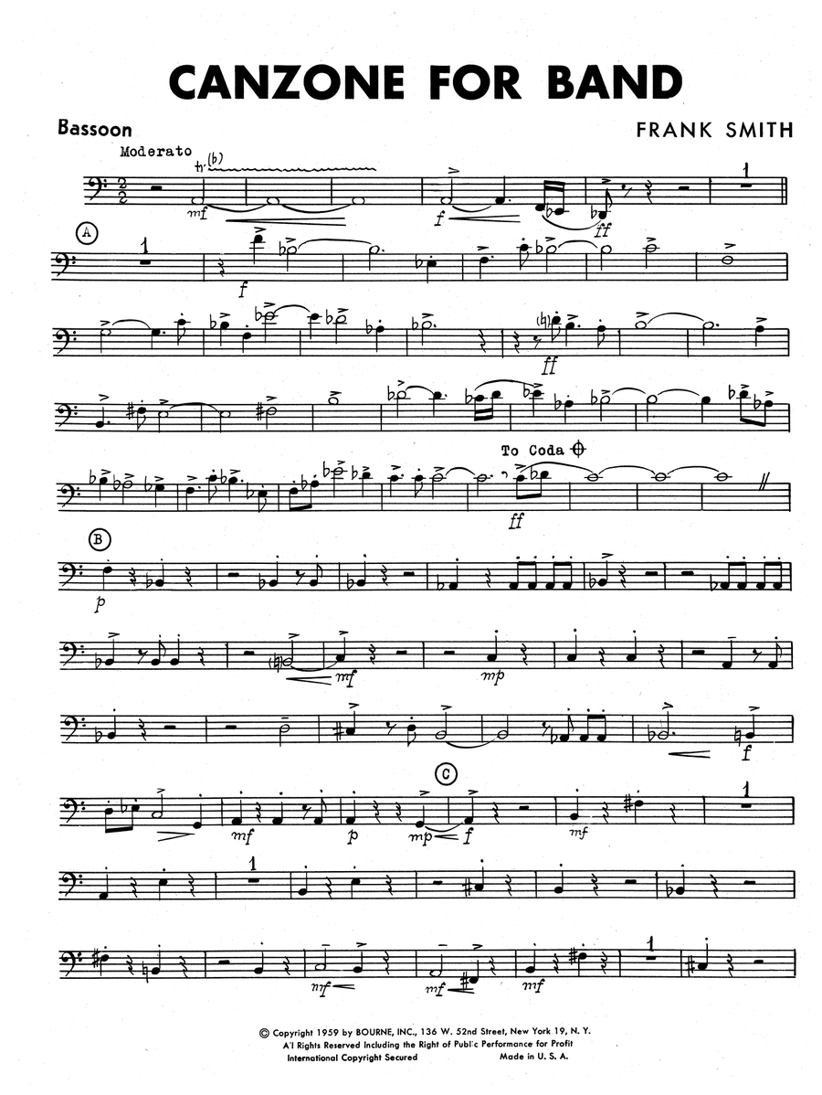 Canzone For Band - Bassoon