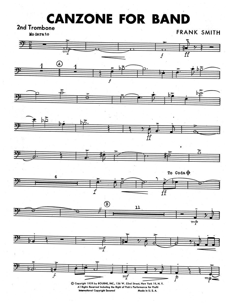 Canzone For Band - 2nd Trombone