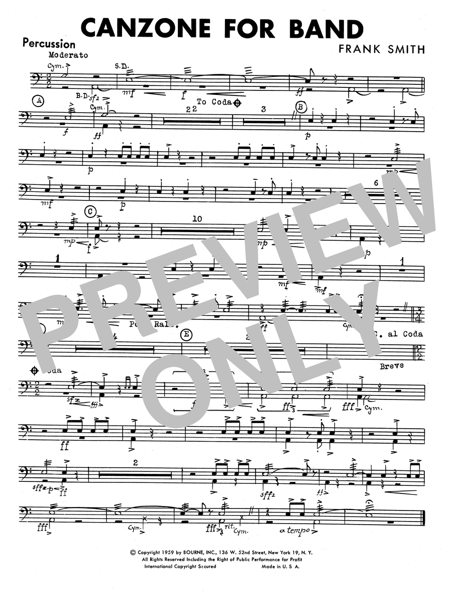 Canzone For Band - Percussion