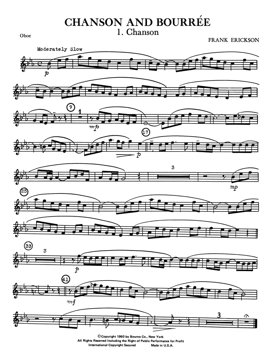 Chanson And Bourree - Oboe