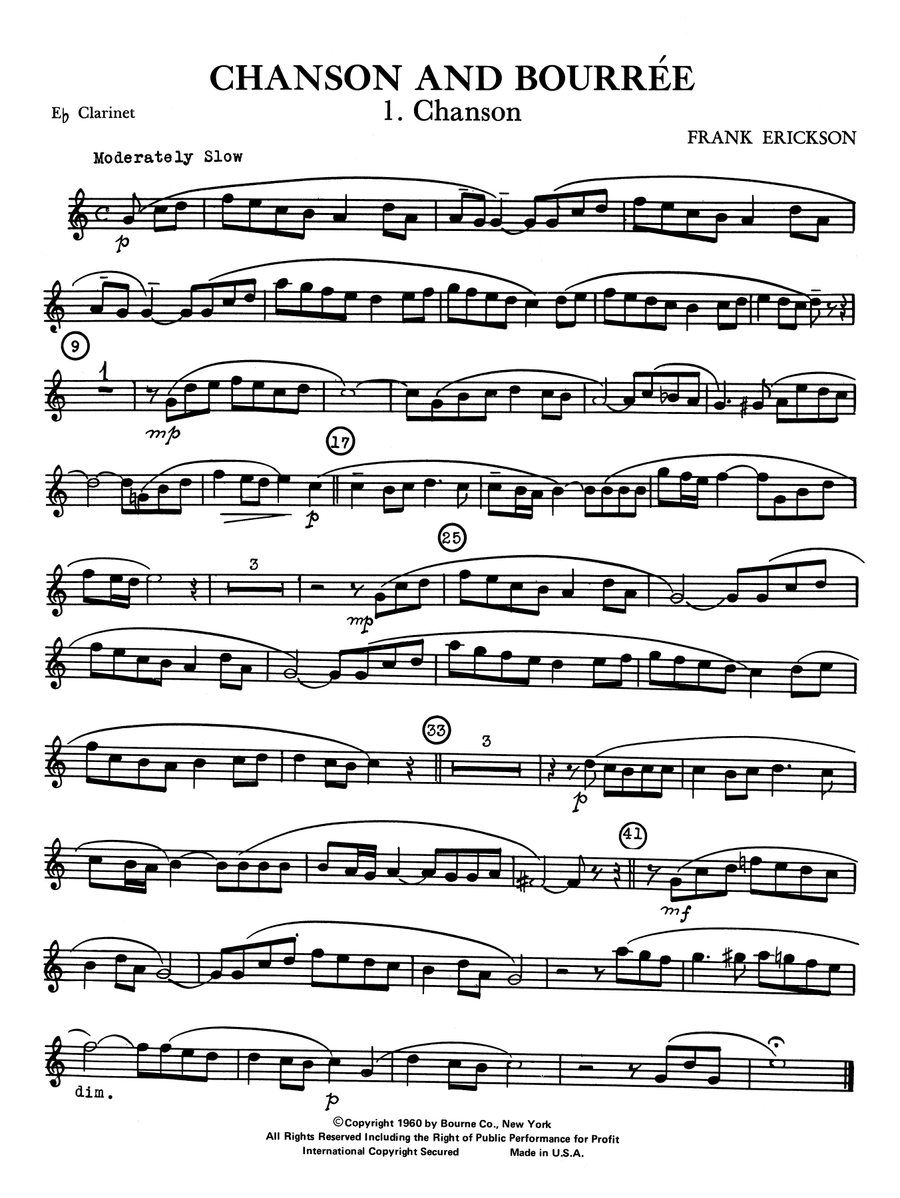 Chanson And Bourree - Eb Clarinet